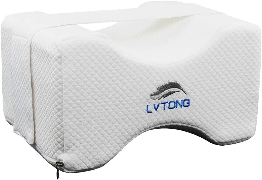 Knee Pillow, Rebound Memory Foam Wedge Contour Leg Pillow for Sleeping - Orthopedic Knee Pillow with Adjustable Strap and Removable Cover for Side Sleepers Hip Back Pain