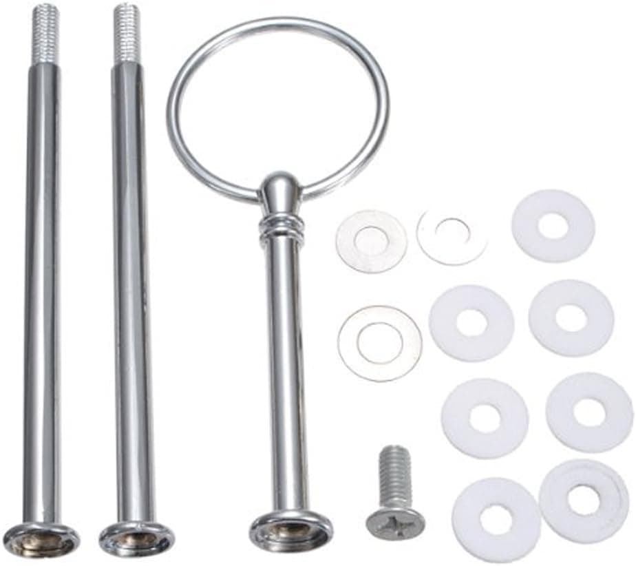 3 Tier Heavy Duty Cake Stand Fruit Plate Handle Fittings Round Hardware Rod Holder with Stylus Silver
