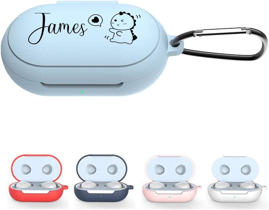 SHUMEI Custom Name Silicone Case for Samsung Galaxy Buds/Buds+ Plus Personalized Gift Shock Absorption Scratch/Shock Resistant Silicone Cover