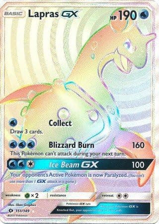 Pokemon Sun & Moon Base Set Hyper Rare Lapras-GX #151