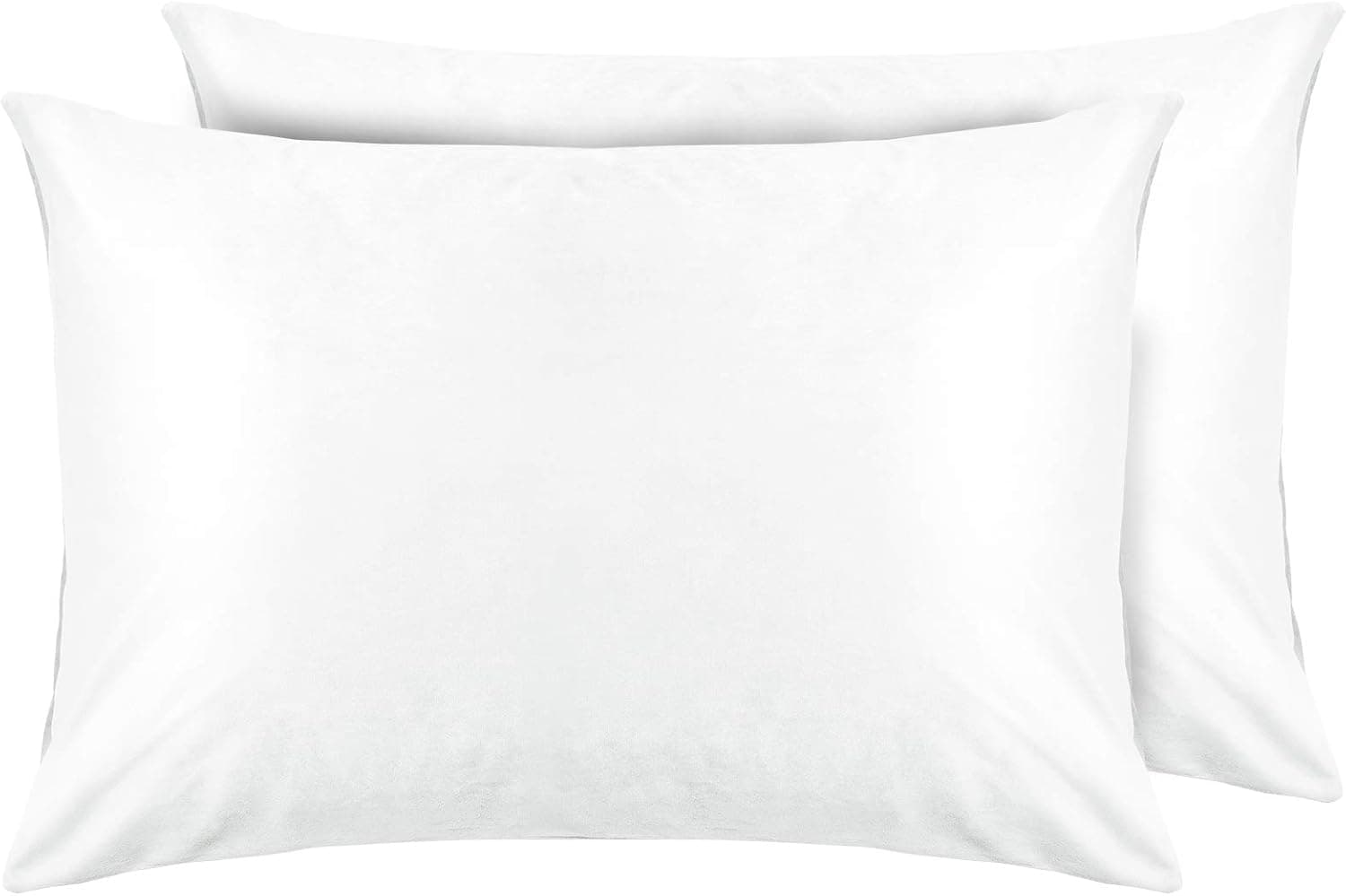 J JIMOO Velvet Pillowcases Set of 2 Queen Size, Ultra Soft Breathable Luxury Pillowcase 2 Pack with Hidden Zipper, Wrinkle, Fade, Stain Resistant Pillow Case White (20×30 inch)