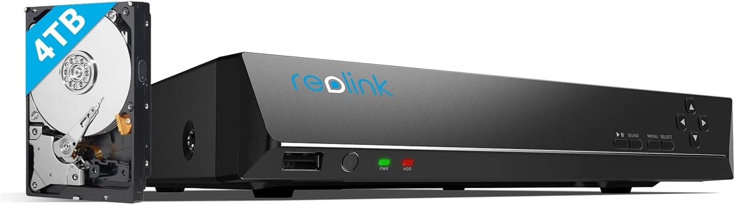 REOLINK 4K 16 Channel Network Video Recorder for Security Camera System, Work With 4K/5MP/4MP HD Reolink IP Cameras PoE NVR, 24/7 Recording to Pre-Installed 4TB Hard Drive, RLN16-410-4TB
