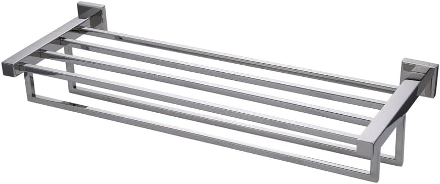 KES 24-Inch Towel Rack with Shelf Stainless Steel Double Towel Bar Dual Hanger Storage Organizer Modern Square Style Wall Mount Polished Finish, A21012S60