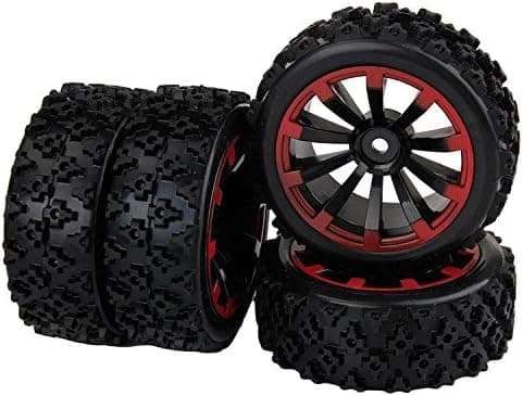 SkyQ 1/10 Scale On Road RC Tires and Rims 1/16 RC Off Road Cars Rally Car Tyres and Wheels Rims 12mm Hex Hub 3mm Offset Pack of 4pcs