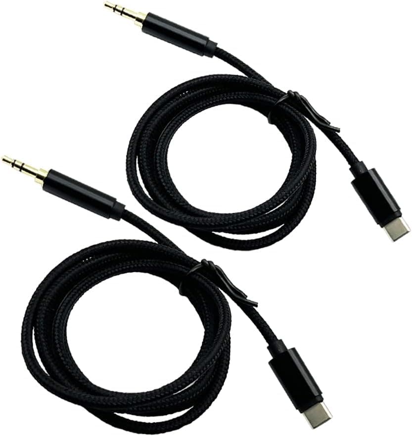 Seadream 2Pack Type-c to 3.5mm Audio Aux Cable,3.5mm Male to USB-C Male Cable,Gold-Plated 3.5mm Weave Nylon Speaker Cable Specialty for Type C Smartphones Without 3.5mm Headphone (Black)