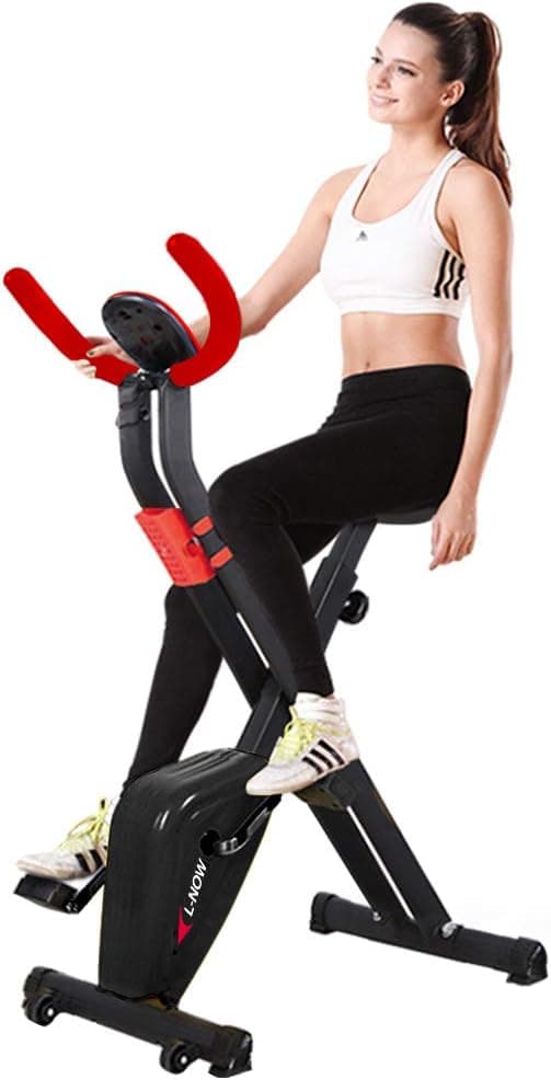 pooboo Indoor Exercise Bike X Back Stationary Bike with LCD Display and Handlebar (black)