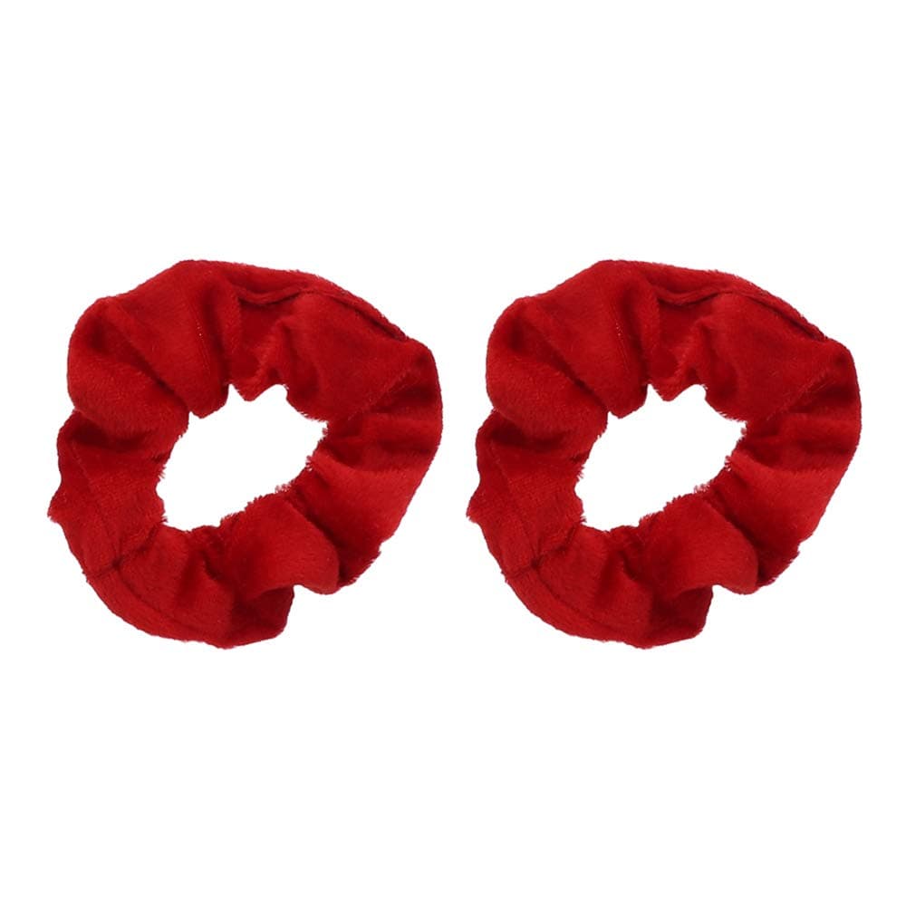 Velvet Solid Scrunchies - Set of 2-Red