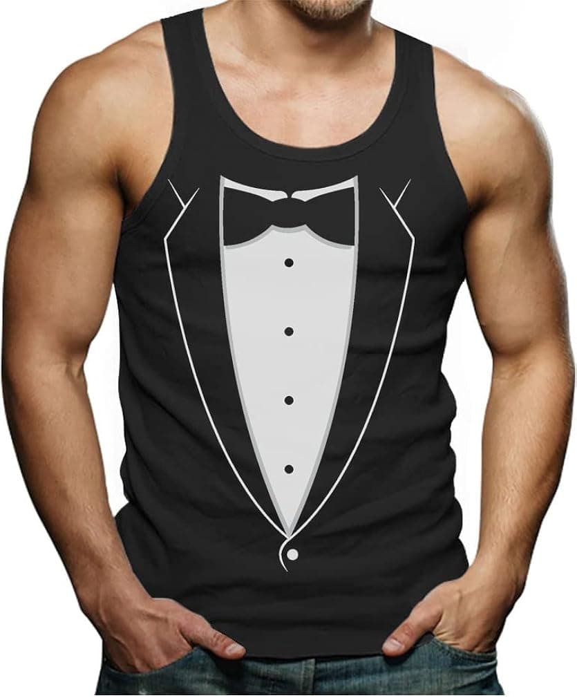 Tuxedo Shirts for Men Printed Suit & Tie Funny Costume Novelty Mens Tux Shirt