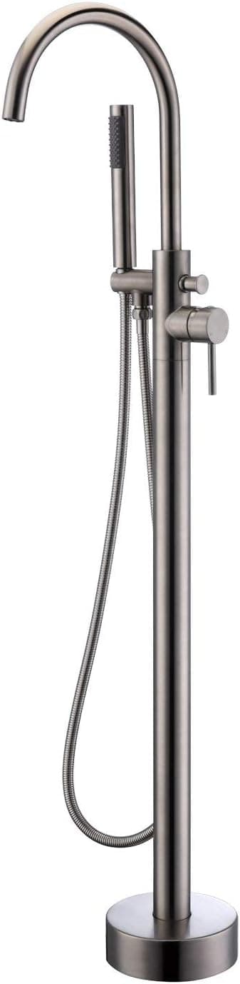 Freestanding Bathtub Faucet Waterfall Bathroom Tub Filler Faucets Chrome Floor Mount Brass Single Handle Bathroom Faucet Mixer Tap with Handheld Shower Silver