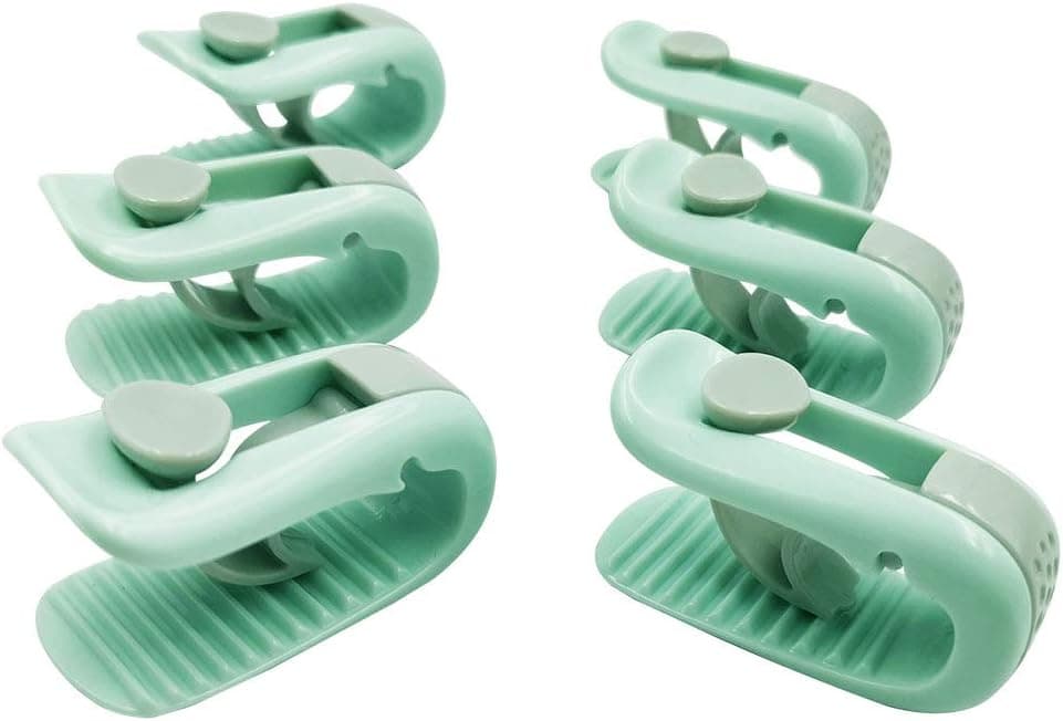 Beatilog 6Pcs Quilt Fixer Clip - No Pin Safety Plastic Durable Duvet Cover Fasten Keep Corner in Place Bedding Sheet Gripper Anti-Move Adjustable Comforter Curtain Holder(Green)