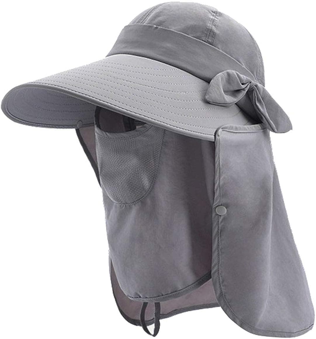 Women Removable Sun-Visor-Hats Quick-Dry Fishing - Hat Face Mask Protection (Grey)