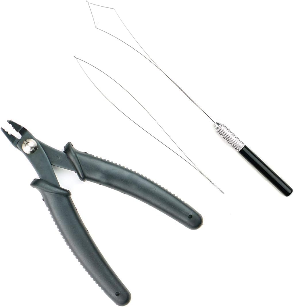 KOCONI Mini Nano Removal Pliers For Nano Tip Hair Extensions Tools Micro Pliers Stainless Steel Pulling Needle and Loop Threader Pen Style Nano Remove Plier+Micro Needle 3Pcs Kit