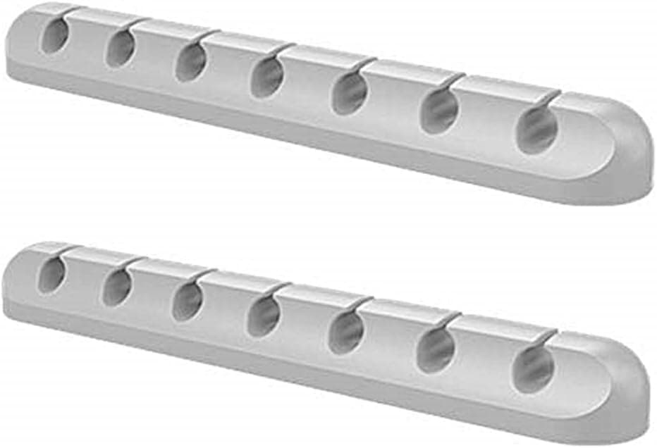MultiLux Cable Clips Cord Management Organizer - Adhesive Hooks, Wire Cord Holder for Power Cords Charging Accessory Cables, Mouse Cable, PC, Office and Home (2-Pack, 7 Channel)