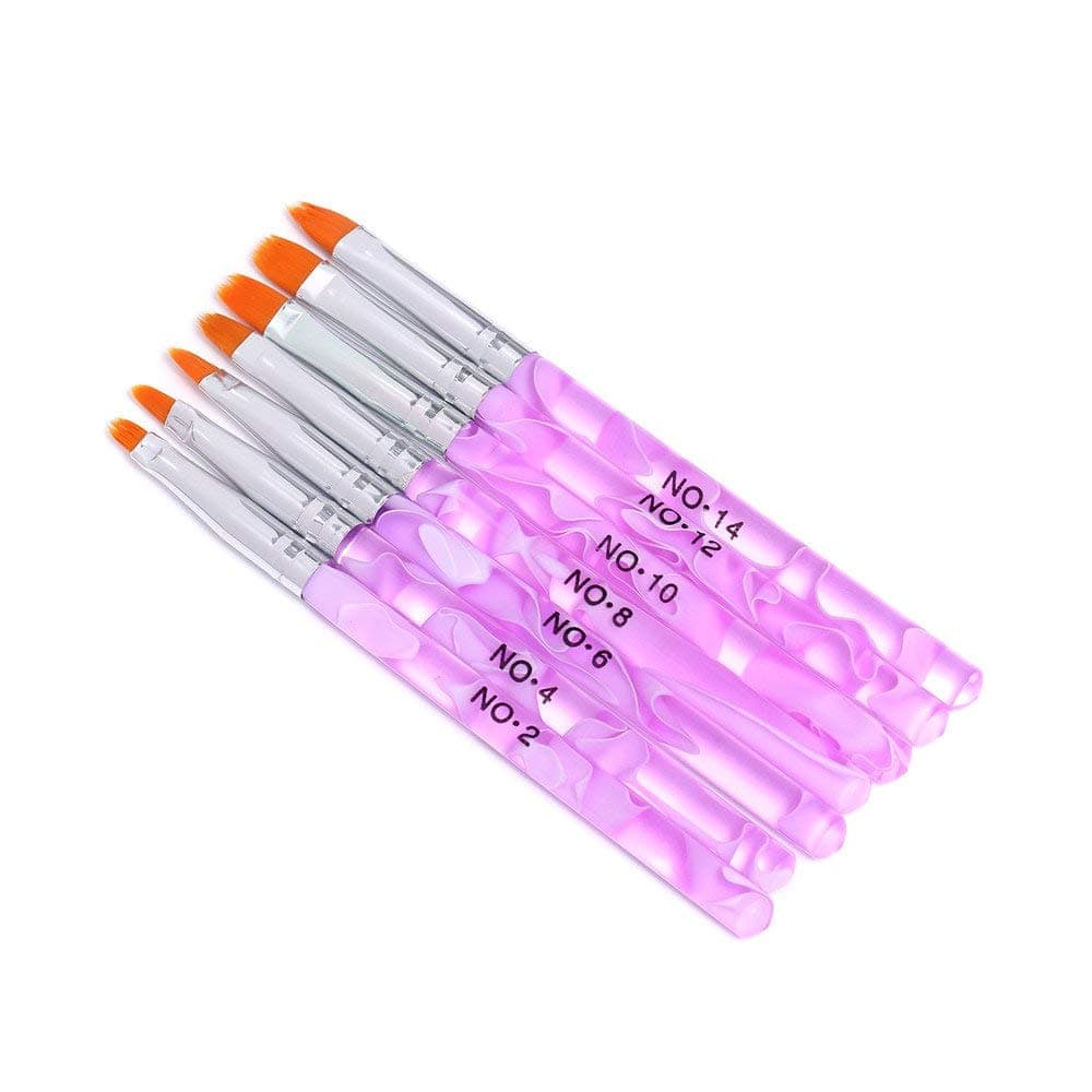 Tfscloin Gel Nail Brush,7Pcs Poly Extension Gel Brush,Nail Art Tips Builder Brush Nail Painting Brush Pen Set for Home and Salon Use