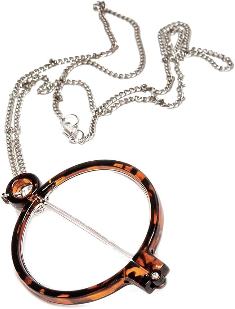 Calabria 2945R Folding Modern Monocle Necklace | Monocle for Eye | Magnifying Pendant | Reading Aid | Silver Chain: 31”