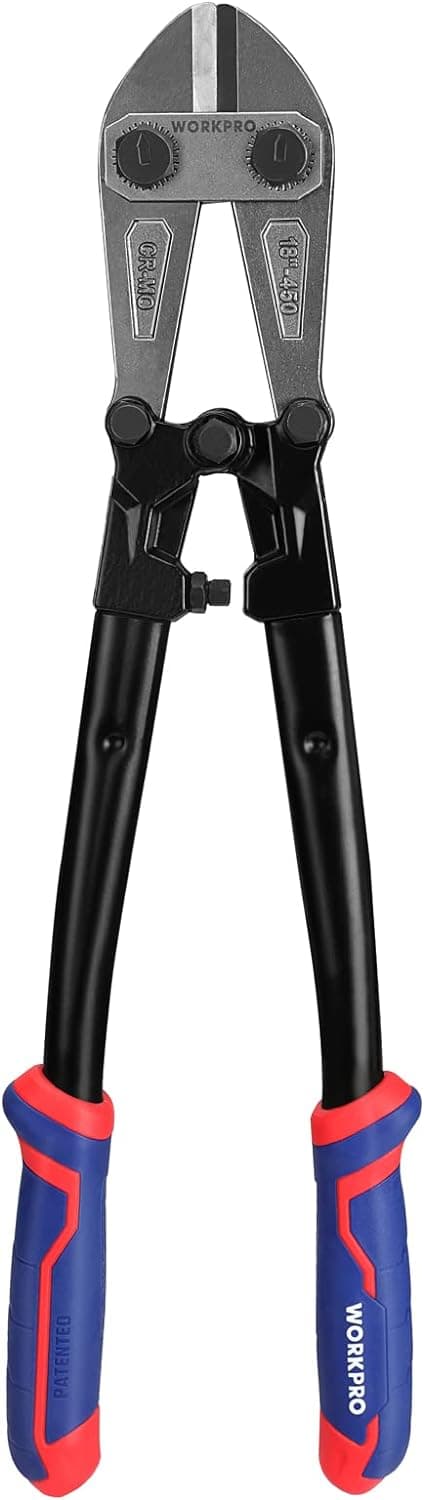 WORKPRO 18" Bolt Cutter, Chrome Molybdenum Steel Blade, Heavy Duty Bolt Cutter with Soft Rubber Grip, Cutting Tool for Cut Chain, Wire, Screw, Rivet