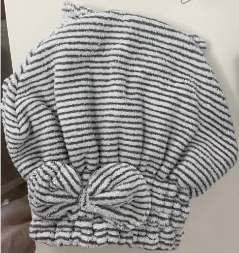 2Pack Stripe Microfiber Hair Drying Towel Cap Large