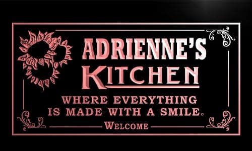 ps390-r Adrienne's Personalized Welcome Kitchen Bar Wine Neon Light Sign