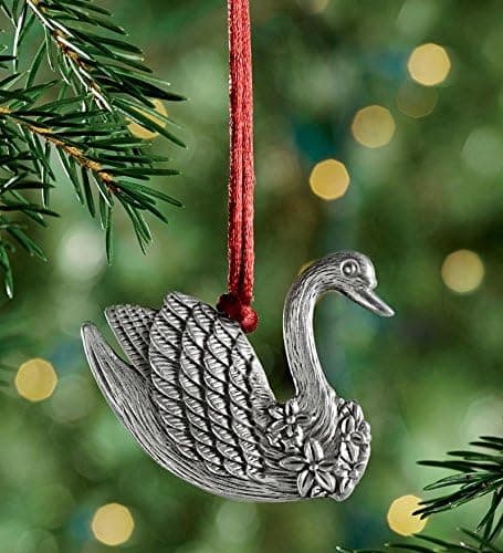 Solid Pewter Christmas Ornament, in Swan