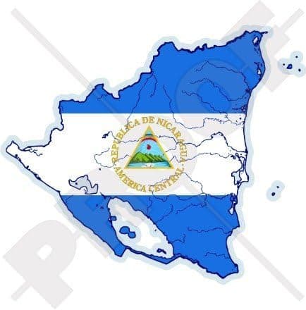 NICARAGUA Nicaraguan Map-Flag Central America 4.2" (106mm) Vinyl Bumper Sticker, Decal