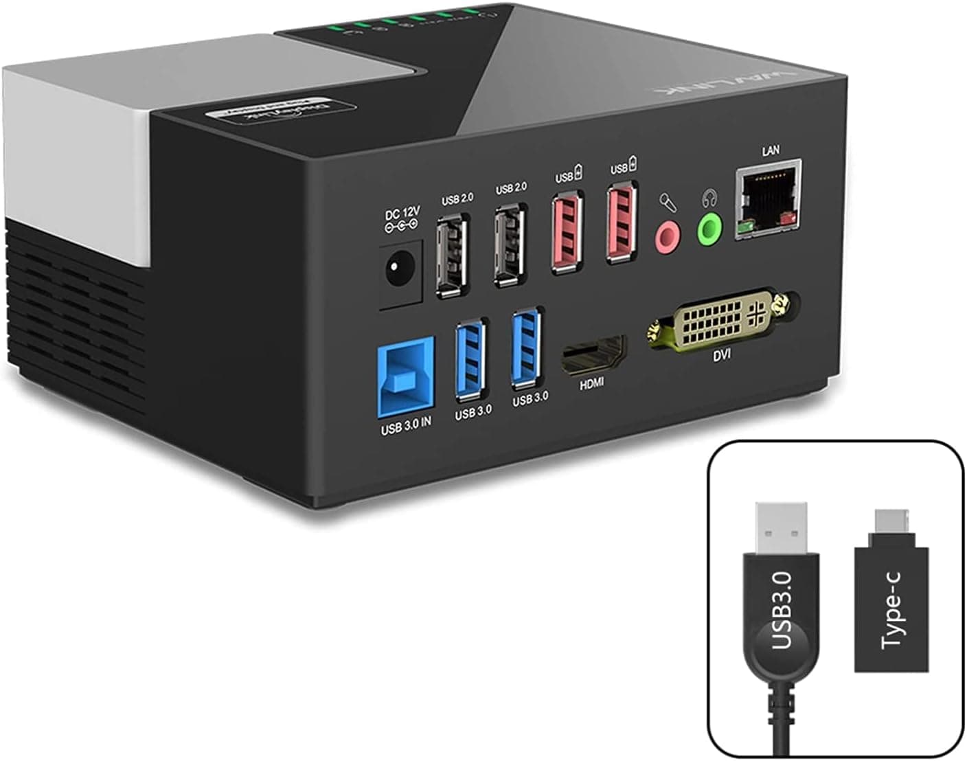 WAVLINK USB Laptop Docking Station Dual Monitors, DisplayLink Computer Dock for M1 M2 Mac and Windows, ChromeOS, Ubuntu 20.04/22.04 (HDMI & HDMI/DVI/VGA,4xUSB Ports,2xRed Charging Ports, LAN, Audio)