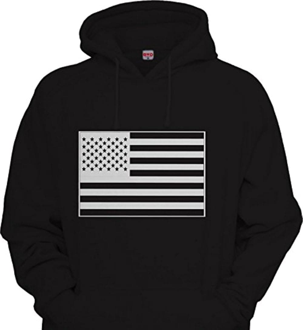 CaliDesign Mens USA American Flag Military Army Hoodie Urbanwear Street wear Sweatshirt Black/White