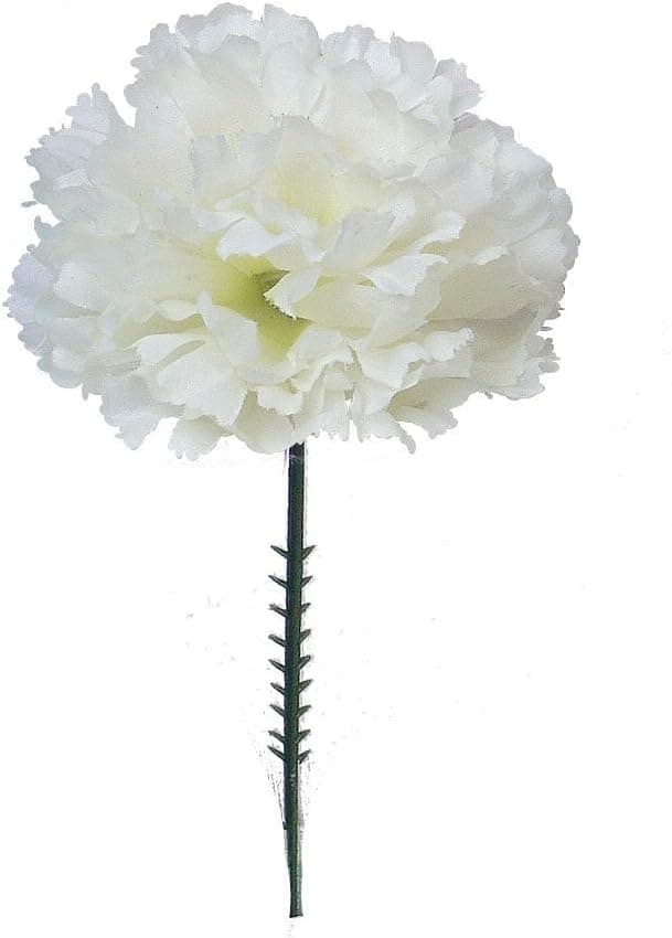 Floral Supply Online - 4.25" Silk Carnations on Stem Pick - Featuring New Larger Bloom Size for Floral Arrangements, Weddings, Flowers, Home Decor or Office. (Cream, Box of 50)
