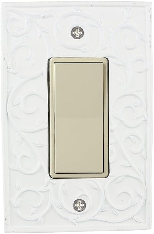 Meriville French Scroll 1 Rocker Wallplate, Single Switch Electrical Cover Plate, Off White