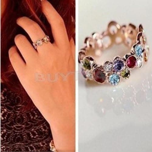 Buytra 2014 Women Cute Lovely Round Multicolor Ring Love Elegant Flower