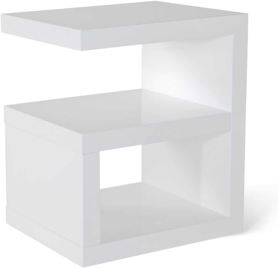 Zuri Jayden High Gloss Modern Side Table - White