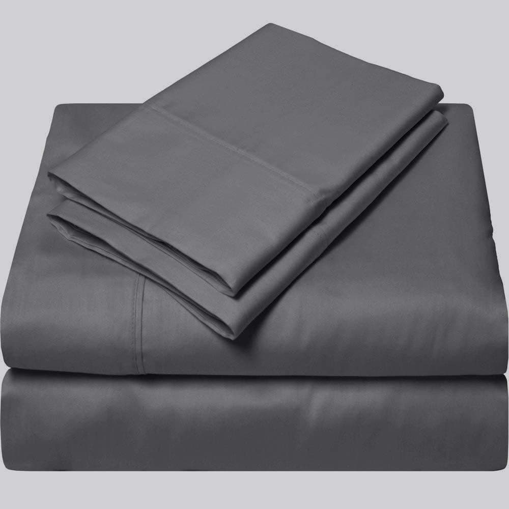 4 Piece Bed Sheet Set -100% Egyptian Cotton Authentic Heavy 1500 TC Fits 15-20" Inch Thick Mattress (Solid Style) (California King, Dark Grey)