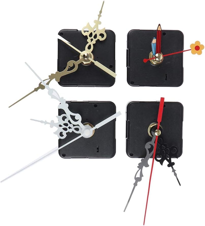 Haomian 4 Sets Clock Movement Mechanism, Silent Sweep Quartz Clock Motor Kit, Non Ticking Clock Mechanism DIY Movement Kits Replacement for Clock Repair DIY Replacement, Custom Clock