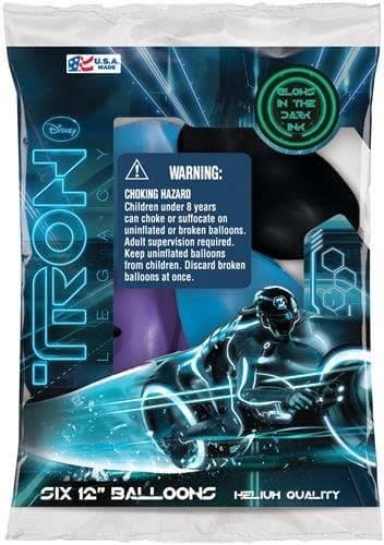Disney Tron Legacy Party Supplies 6 - 12" Latex Ballons (Glow in the Dark)