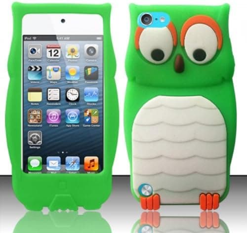 For ipod touch 5 itouch 5g 5th Generation - 3D Owl 3D Design Silicone Flexible Cover Case - Neon Green SCOWL3D