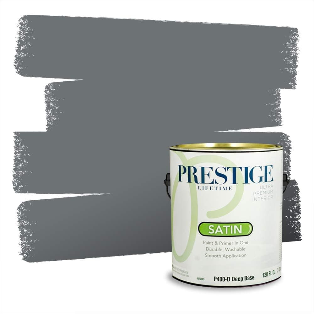 PRESTIGE Paints Interior Paint and Primer In One, 1-Gallon, Satin, Comparable Match of Behr* Dawn Gray*