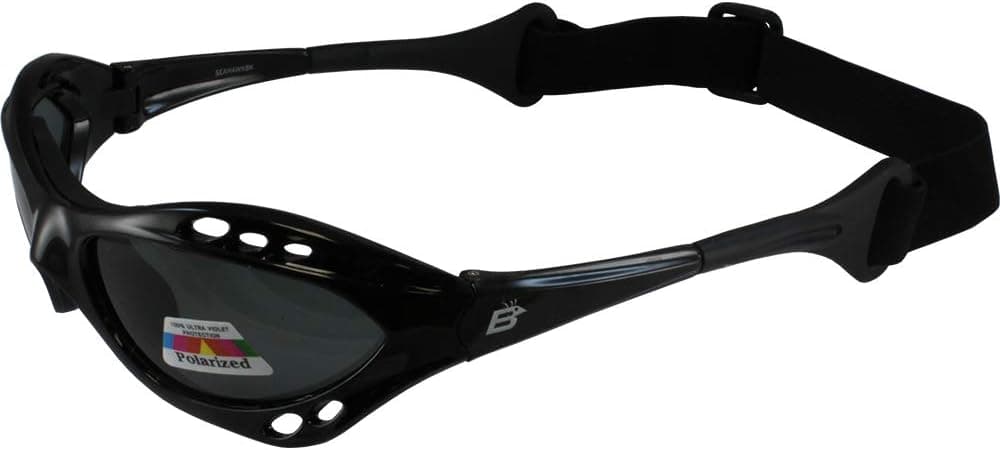 Shiny Black Frame Floating Water Sport Jet Ski Boating Surfing Surfer Surf Beach SAILING FISHING KAYAK CANOE FLOATING GOGGLES Kayaking Polarized Smoke Lenses