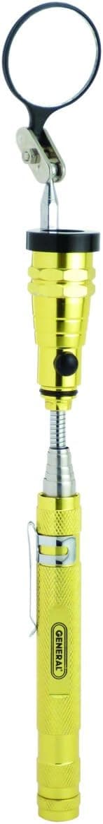 General Tools 91555 LED Lighted 22-inch Telescoping Magnetic Pick Up with 1.5 inch Round Inspection Mirror Attachment