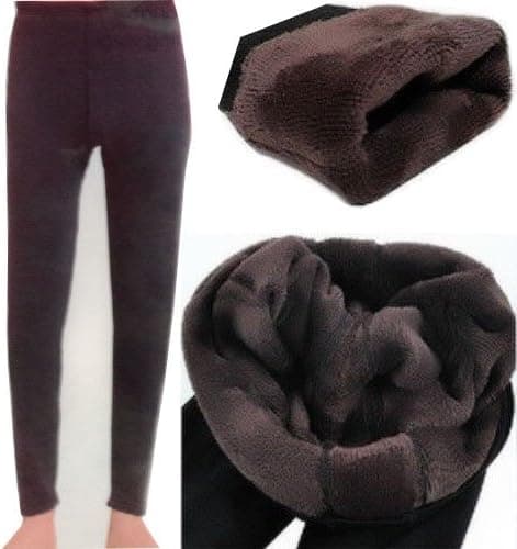 Mens Winter Super Warm Thick Fleece Lined Stretch Cotton Leggings Pants (Black Size L/XL)