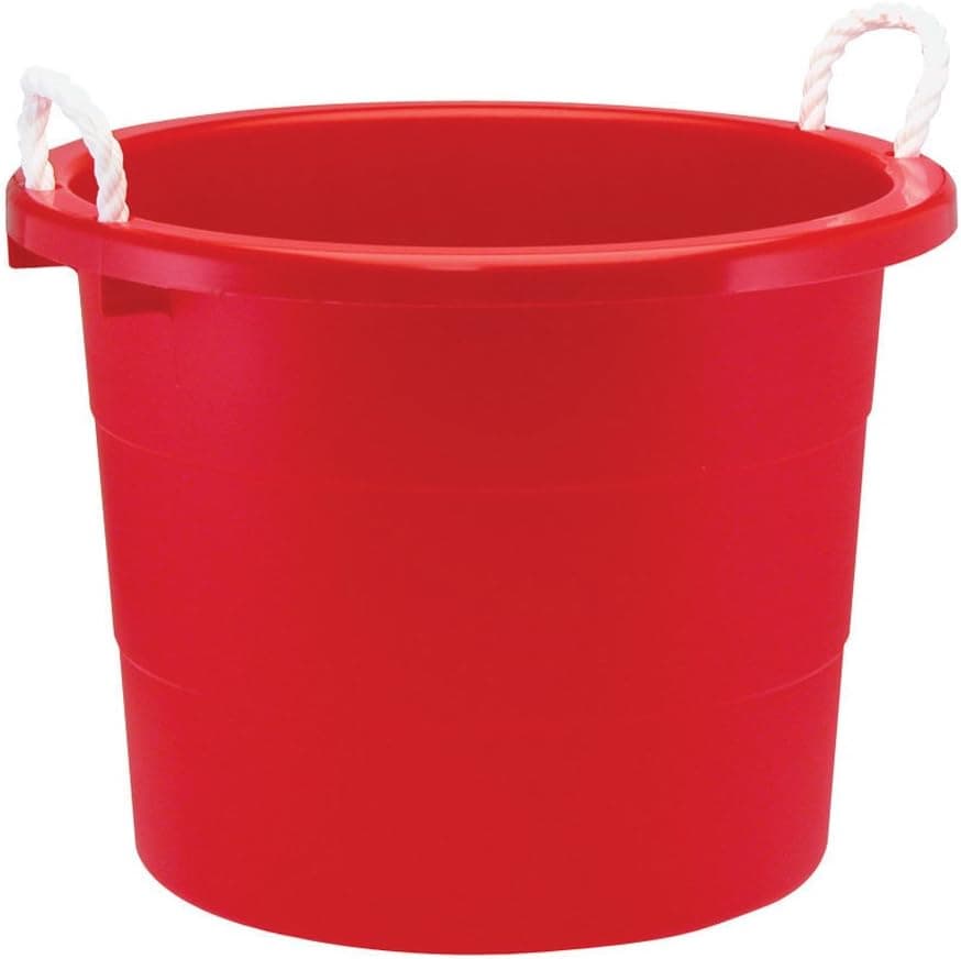 United Solutions TU0013 71.9-Liter Round Tub with Rope Handles, 19 Gallon, Cherry Red