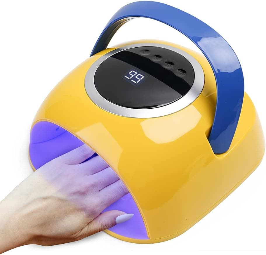 RAYWAY 72W Rechargeable UV LED Nail Lamp, Professional Nail Dryer Gel Polish Light,UV Nail Light with 3 Timer Setting, Nail Polish Curing Gel LED Dryer, Nail Art Tools with Automatic Sensor,Yellow
