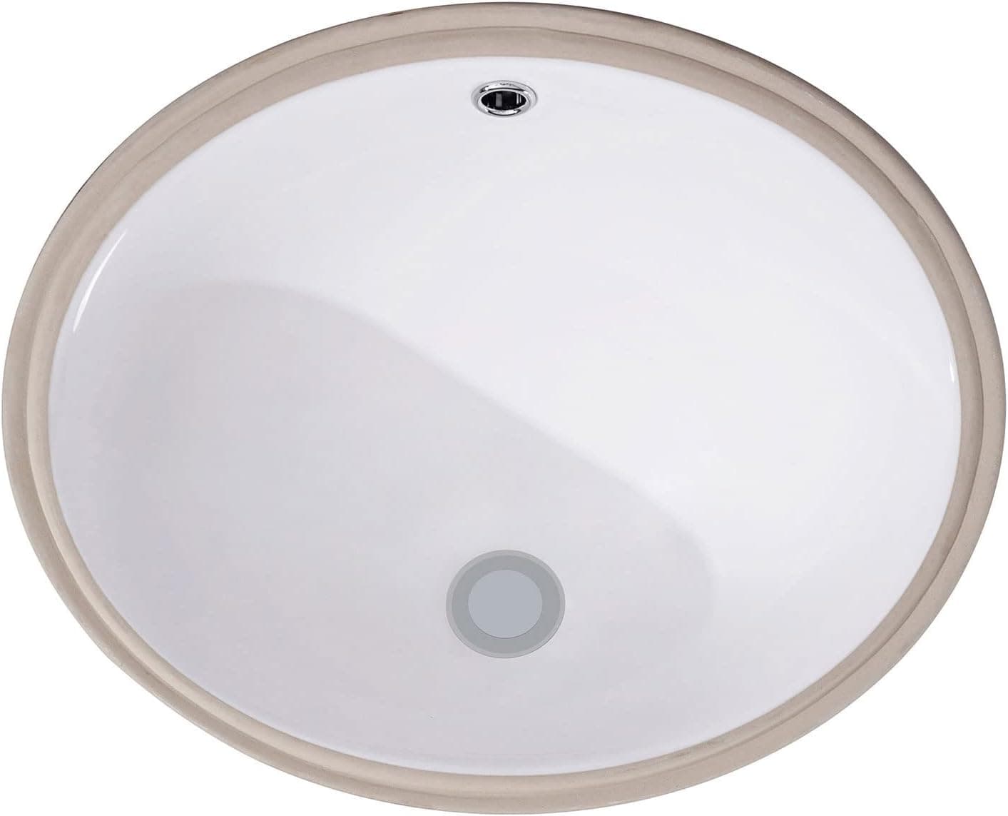 AMASHEN Oval Undermount Bathroom Sink White Porcelain Ceramic Vanity Under Counter Sink Basin with Overflow 16" x 13"