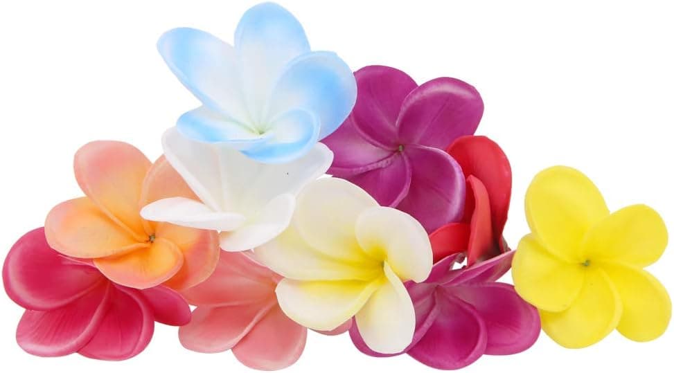 Bunch of 10 PU Real Touch Lifelike Artificial Plumeria Frangipani Flower Bouquets Wedding Home Party Decoration (Assorted Color)