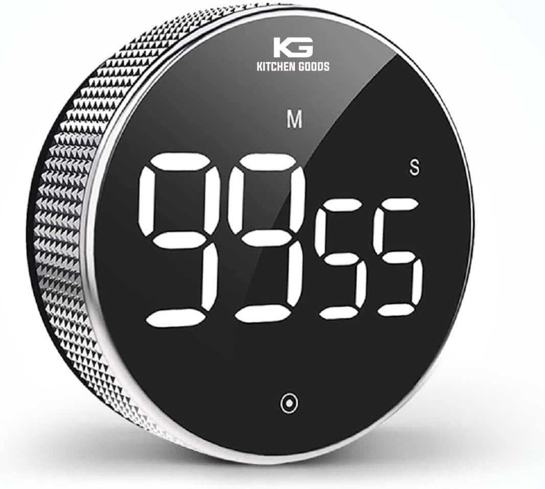 Digital Kitchen Timer LED - Magnetic Countdown Large Display Clock with Adjustable Volume - Easy for Cooking, Fitness, Classroom and Teaching for Kids & Seniors - Black