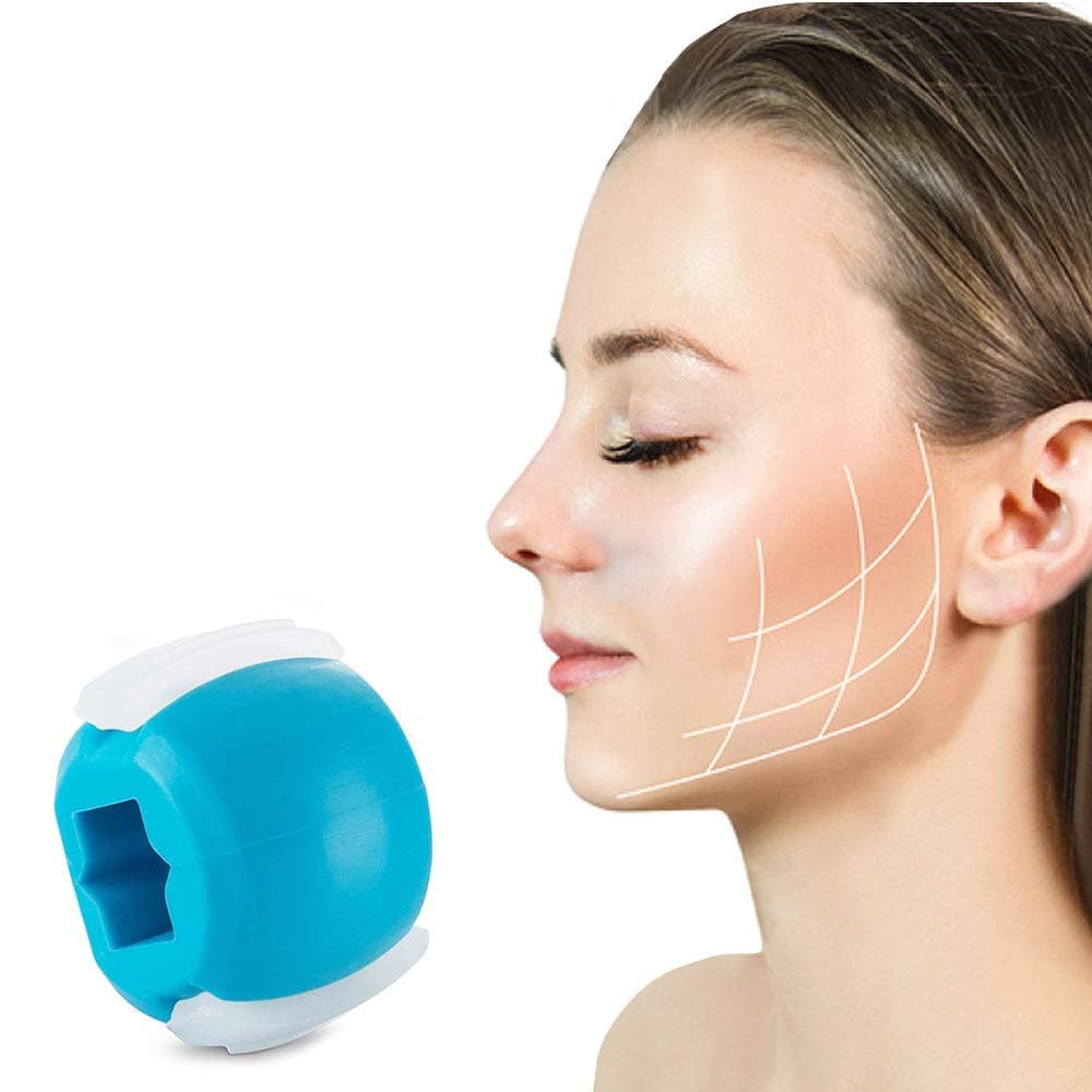 Jawline Exerciser Jaw, Face, and Neck Exerciser - Define Your Jawline, Slim and Tone Your Face, Jawline Exerciser with Storage Box,Helps Strengthen Facial Muscles and Reduce Stress (Blue)