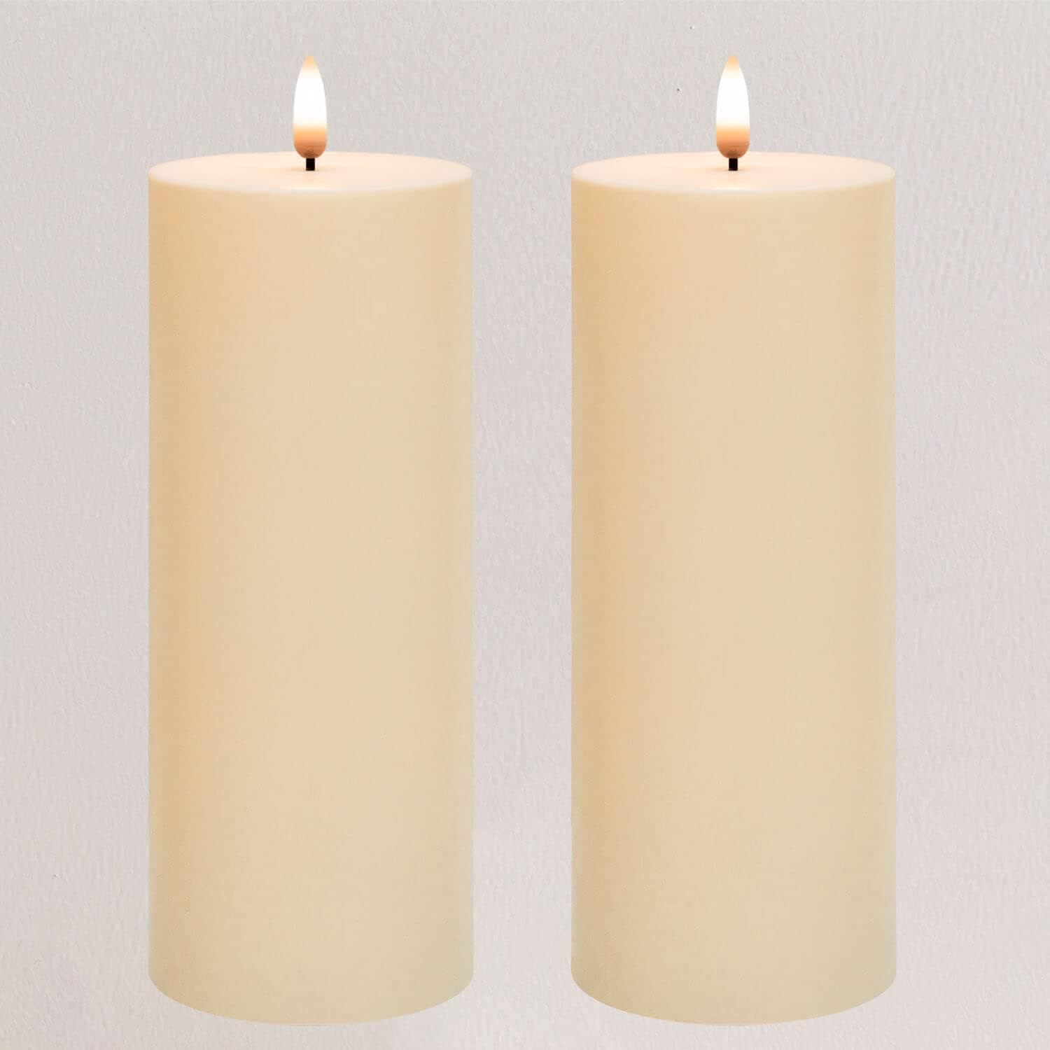 ANGELLOONG Waterproof Flickering Flameless Candles for Outdoor, Battery Operated Candles with Timer, Set of 2 Large Electric LED Candles for Wedding Party Home Decor, 3x8