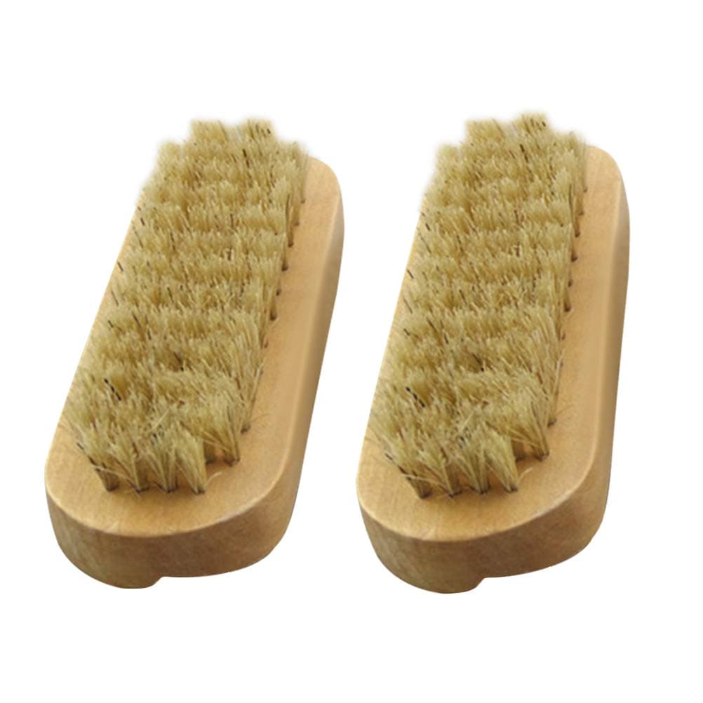 Frcolor 2Pcs Wood Nail Brush Scrub Boar Bristle Brush Nail Pedicure Tool for Nail Art