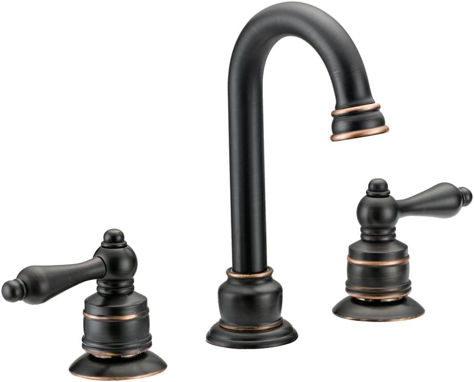 Designers Impressions 659611 Oil Rubbed Bronze Two Handle Widespread Lavatory Bathroom Vanity Faucet - Bathroom Sink Faucet with Matching Pop-Up Drain Trim Assembly