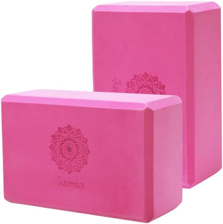 GAVMICS Yoga Blocks Set of Two - EVA Foam Brick Featherweight and Comfy - Soft Non-Slip Surface Provides Stability and Balance for Yoga, Exercise, Pilates, Meditation (Rose red)