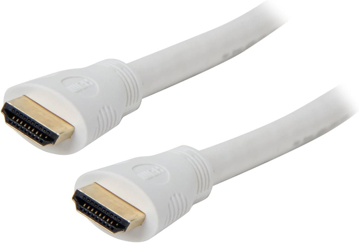Nippon Labs NMHD-25MM-28-WT 25-Feet High Speed HDMI with Ethernet CL2 Rating, White Cable M/M 28 AWG Gold Plated