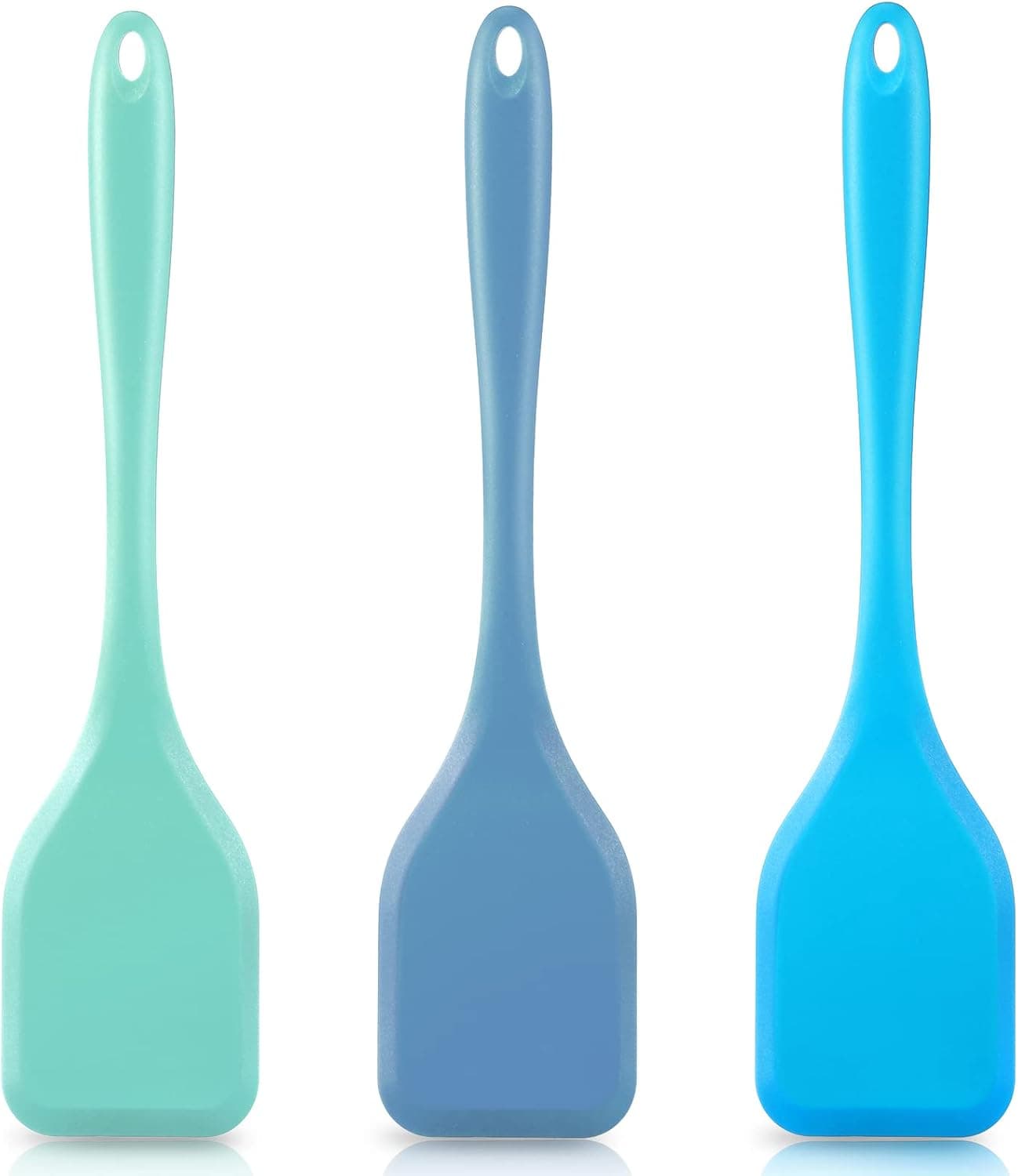 Silicone Spatulas, 11.5 Inches Silicone Turner Mini Cookie Spatula Flat Rubber Non Stick Heat Resistant Spatula for Cooking Mixing Flipping Eggs Baking Kitchen Utensils, 3 Colors, 3 Pieces